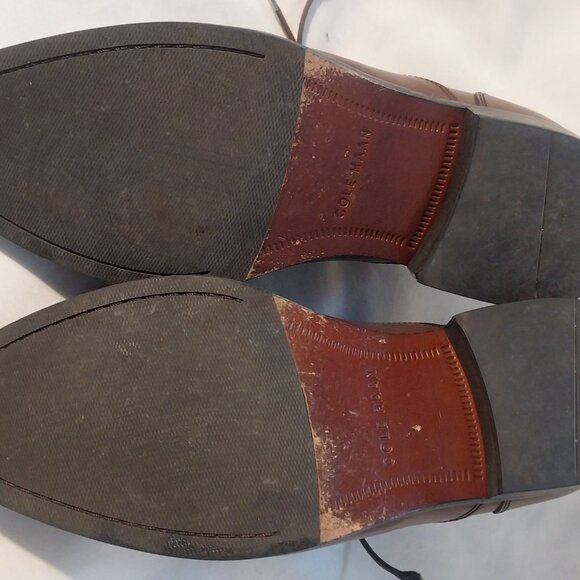 Cole Haan Mens Cap Toe Oxford Dress Shoes Size 8.5 Wide Brown Leather Classic - Picture 5 of 9